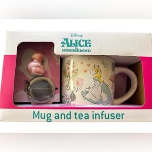 New Alice in Wonderland ceramic mug and tea infuser Disney movie fan gift